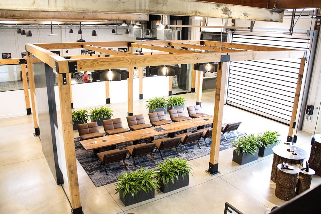 plants in a conference room