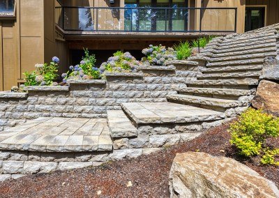 stone walls and steps hardscaping designed by Dennis' 7 Dees