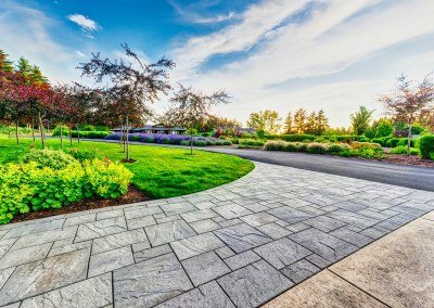 residential landscaping view with pavers