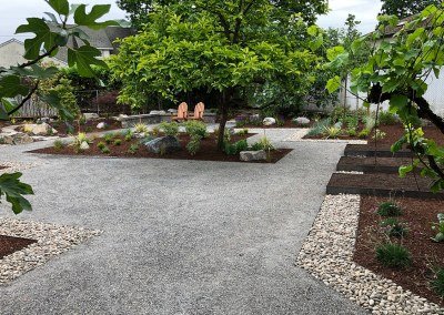 mulch stone gravel walkway in landscape