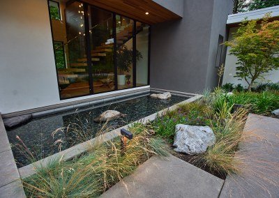 residential landscaping water feature in portland home