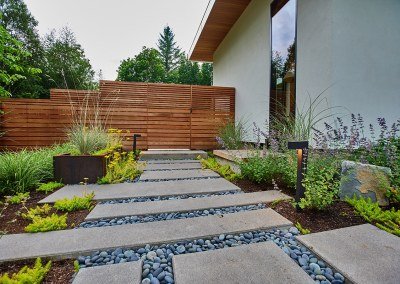 residential landscaping portland home fence and paver path by Dennis' 7 Dees