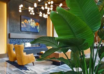 tropical plants in foyer lobby by Dennis' 7 Dees of Urban Plantscapes