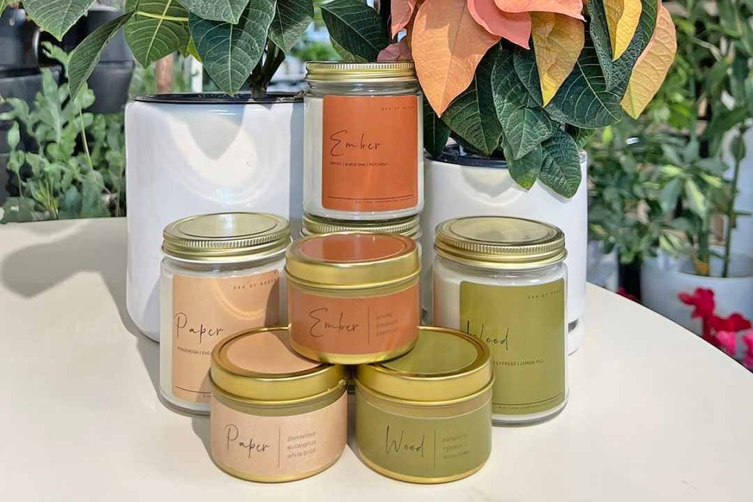 Portland locally made candles by Sea of Roses at Dennis' 7 Dees Bridgeport Village Plant Shop