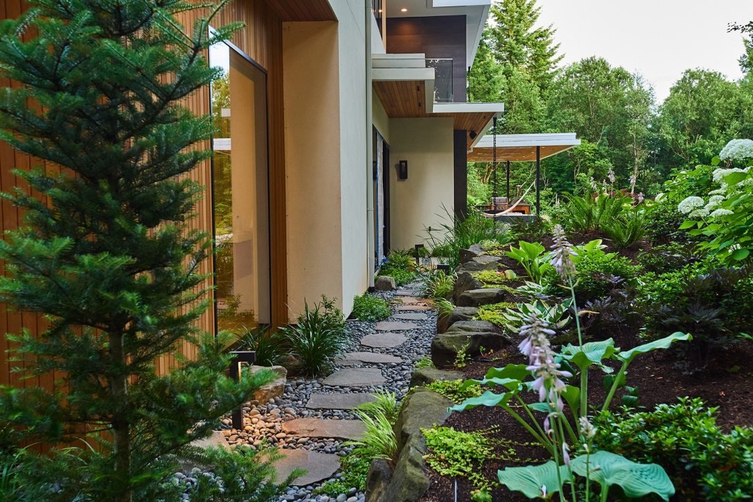 Natural stone path and shade plantings by 7 Dees Landscaping