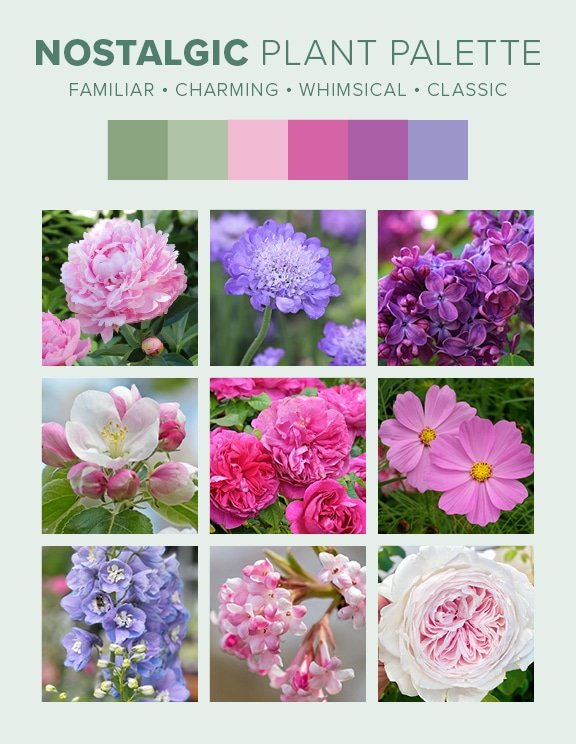 Nostalgic plant palette from Cottage landscape design guide